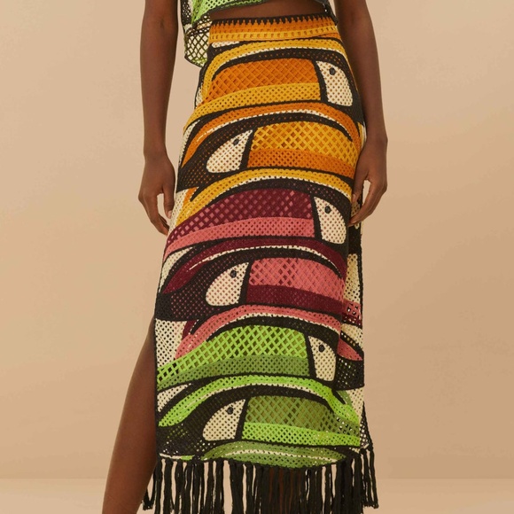 Farm Rio Multicolor Toucan Tree Crochet Skirt - Picture 6 of 9